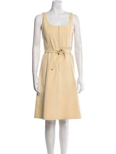 Pre-owned Halston Vintage Knee-length Dress In Neutral