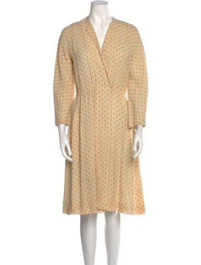 Pre-owned Halston Vintage Knee-length Dress In Neutral