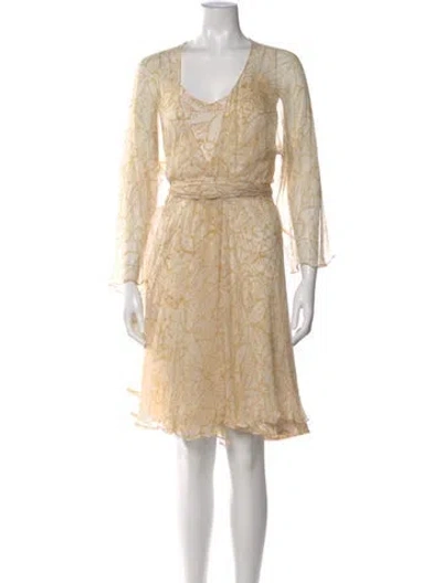 Pre-owned Halston Vintage Knee-length Dress In Neutral