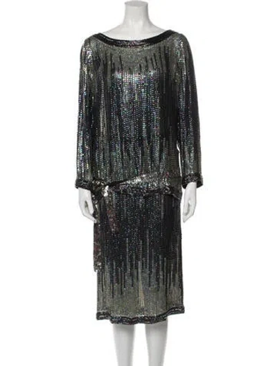 Pre-owned Halston Vintage Late 1970's - Early 1980's Skirt Set In Black