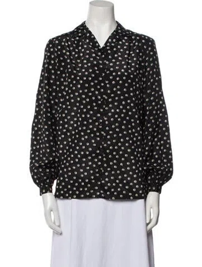 Pre-owned Halston Vintage Late 1980's - Early 1990's Blouse In Black