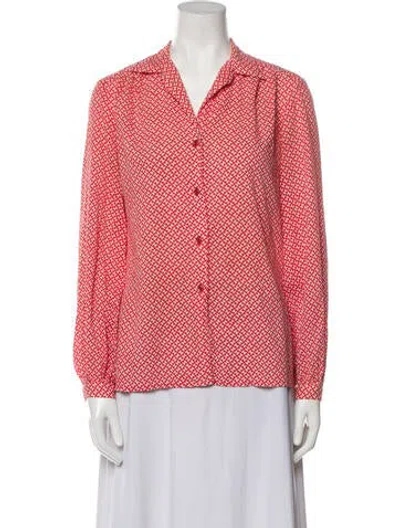 Pre-owned Halston Vintage Late 1980's - Early 1990's Blouse In Red