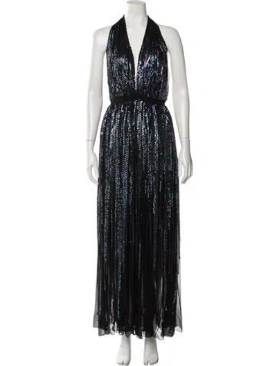 Pre-owned Halston Vintage Long Dress In Black