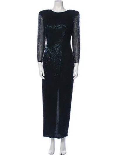 Pre-owned Halston Vintage Long Dress In Blue
