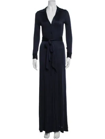 Pre-owned Halston Vintage Long Dress In Blue