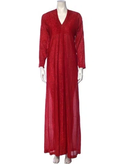 Pre-owned Halston Vintage Long Dress In Burgundy