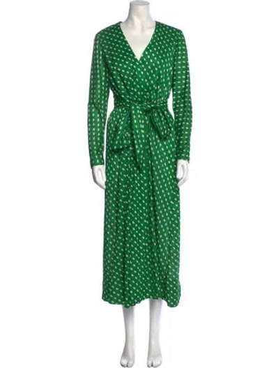 Pre-owned Halston Vintage Long Dress In Green