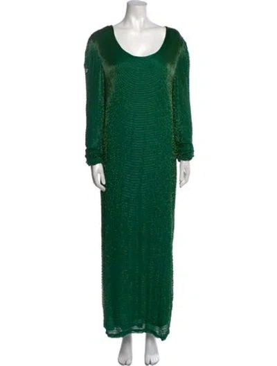 Pre-owned Halston Vintage Long Dress In Green