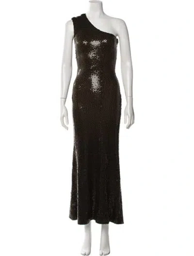 Pre-owned Halston Vintage Long Dress In Green