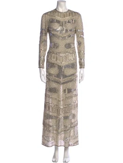 Pre-owned Halston Vintage Long Dress In Neutral