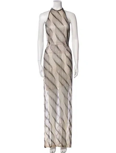 Pre-owned Halston Vintage Long Dress In Neutral