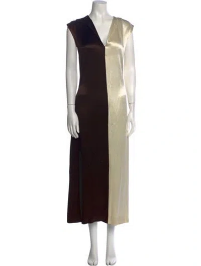 Pre-owned Halston Vintage Long Dress In Neutral