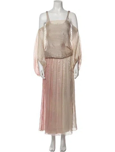 Pre-owned Halston Vintage Long Dress In Neutral