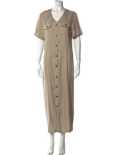 Pre-owned Halston Vintage Long Dress In Neutral