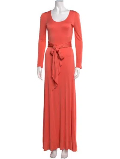 Pre-owned Halston Vintage Long Dress In Orange