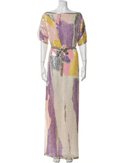 Pre-owned Halston Vintage Long Dress In Pink