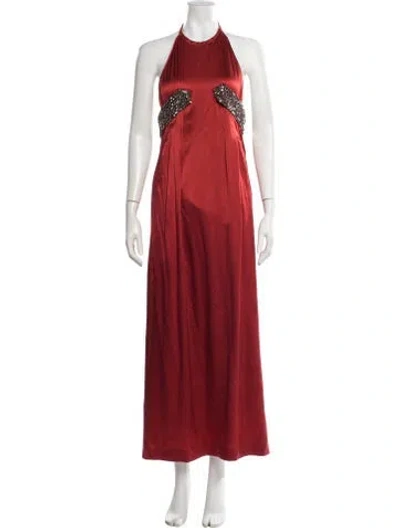 Pre-owned Halston Vintage Long Dress In Red