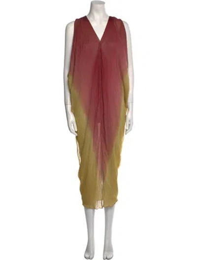 Pre-owned Halston Vintage Long Dress In Yellow