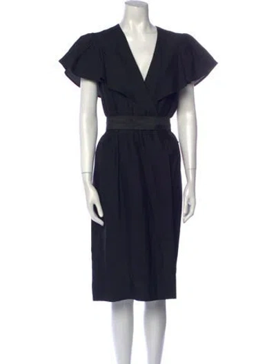 Pre-owned Halston Vintage Midi Length Dress In Black