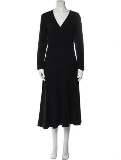 Pre-owned Halston Vintage Midi Length Dress In Black