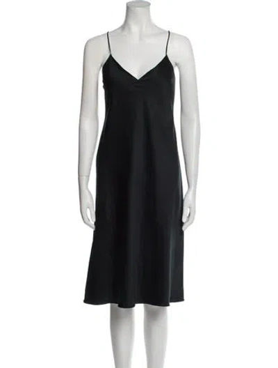 Pre-owned Halston Vintage Midi Length Dress In Black