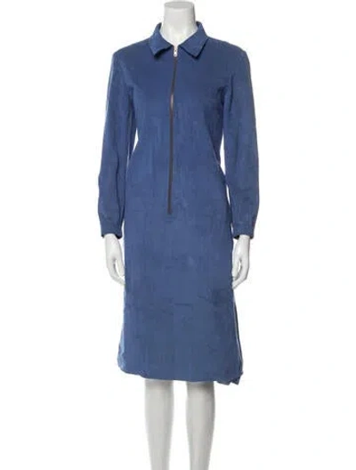Pre-owned Halston Vintage Midi Length Dress In Blue