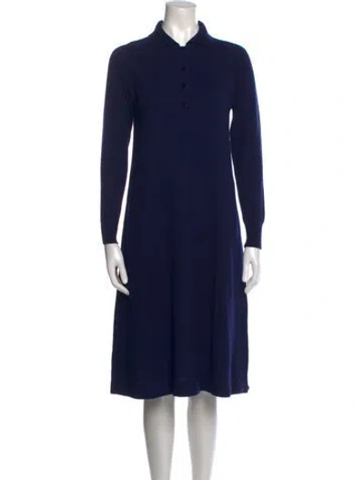 Pre-owned Halston Vintage Midi Length Dress In Blue