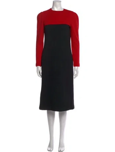 Pre-owned Halston Vintage Midi Length Dress In Blue