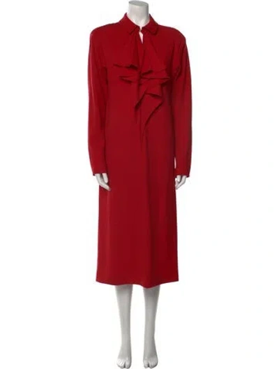 Pre-owned Halston Vintage Midi Length Dress In Burgundy