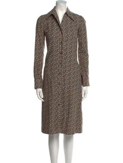 Pre-owned Halston Vintage Midi Length Dress In Gray
