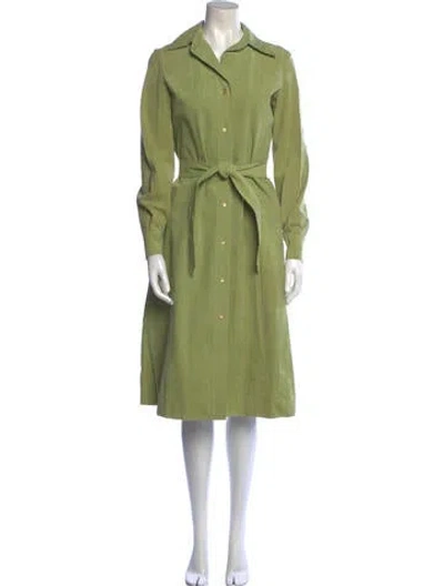 Pre-owned Halston Vintage Midi Length Dress In Green