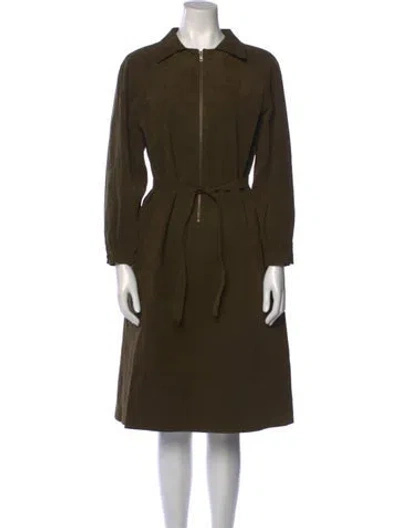 Pre-owned Halston Vintage Midi Length Dress In Green