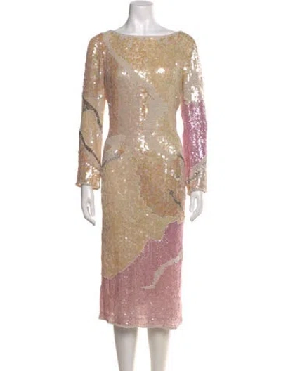 Pre-owned Halston Vintage Midi Length Dress In Multi