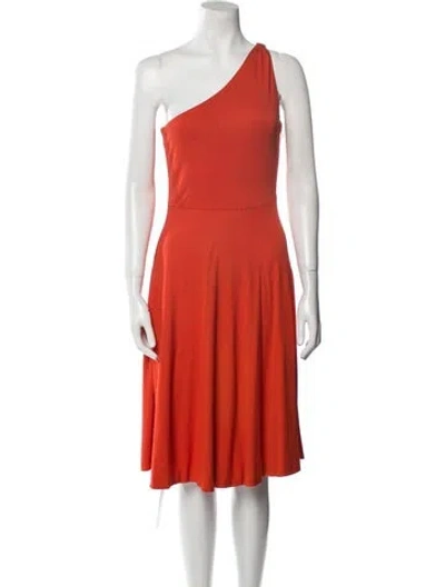 Pre-owned Halston Vintage Midi Length Dress In Orange