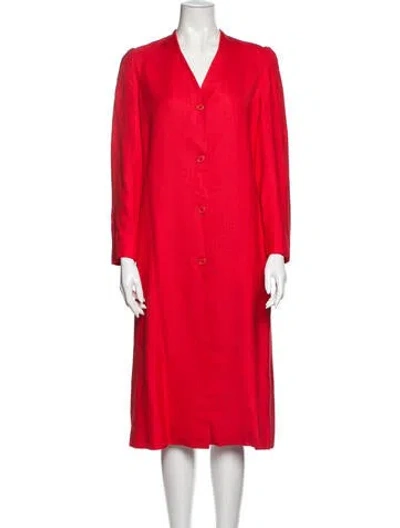 Pre-owned Halston Vintage Midi Length Dress In Red