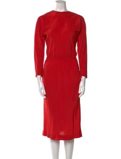 Pre-owned Halston Vintage Midi Length Dress In Red