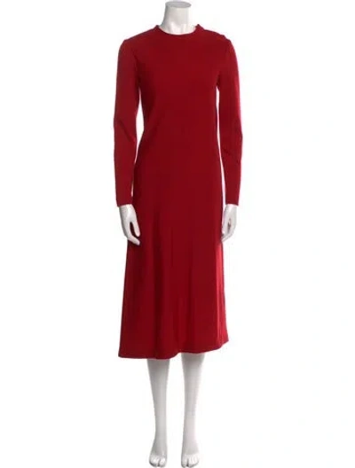 Pre-owned Halston Vintage Midi Length Dress In Red