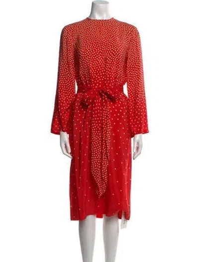 Pre-owned Halston Vintage Midi Length Dress In Red