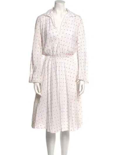 Pre-owned Halston Vintage Midi Length Dress In White