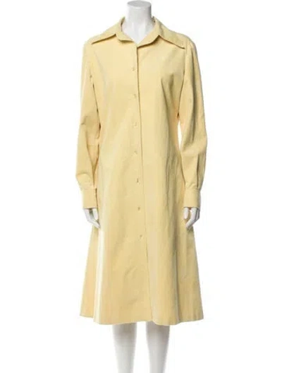 Pre-owned Halston Vintage Midi Length Dress In Yellow