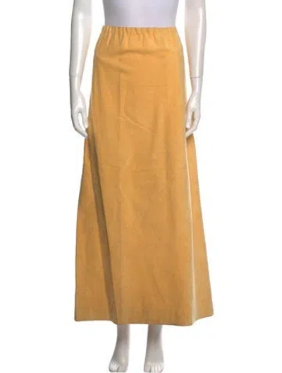 Pre-owned Halston Vintage Midi Length Skirt In Yellow