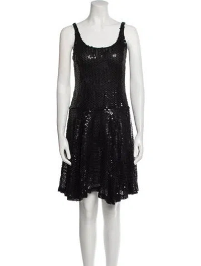 Pre-owned Halston Vintage Mini Dress In Black