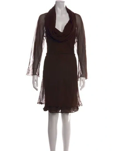 Pre-owned Halston Vintage Mini Dress In Brown