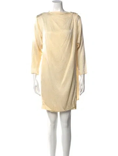 Pre-owned Halston Vintage Mini Dress In Yellow