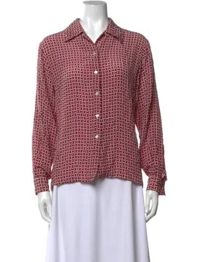 Pre-owned Halston Vintage Silk Top In Red
