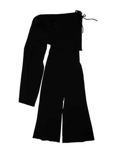 Pre-owned Halston V-neck Jumpsuit W/ Tags In Black