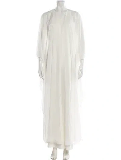 Pre-owned Halston V-neck Jumpsuit In White