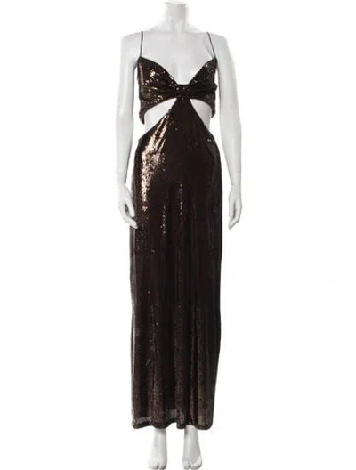 Pre-owned Halston V-neck Long Dress