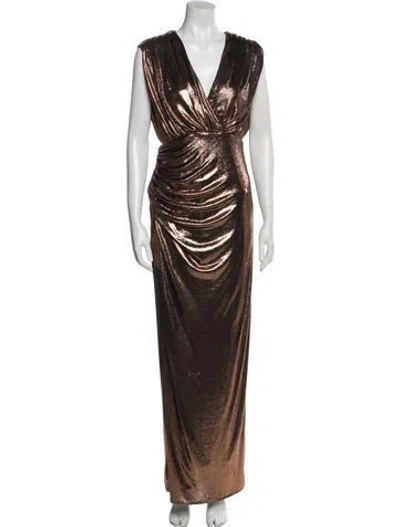 Pre-owned Halston V-neck Long Dress