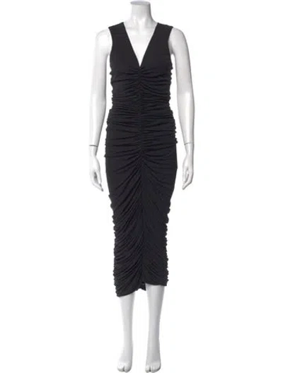 Pre-owned Halston V-neck Long Dress In Black